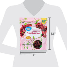 20 oz dried cranberries package with 6 in x 8.5 in size indicator