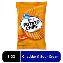 8 oz bag of Great Value ripple potato chips, cheddar & sour cream flavor