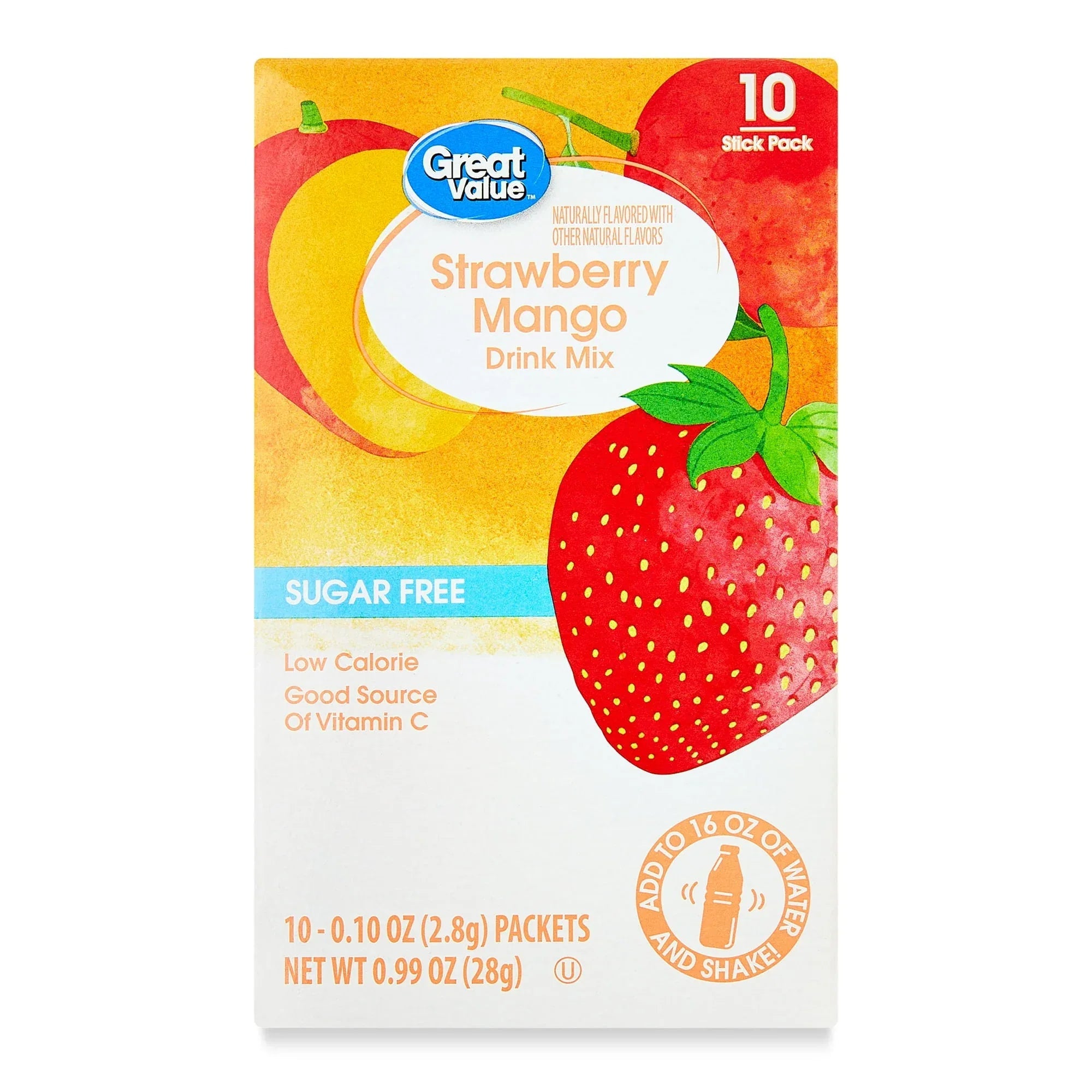 Great Value Sugar-Free Iced Tea with Peach Powdered Drink Mix, 0.07 oz, 10 Packets