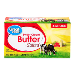 Great Value Sweet Cream Salted Butter, 16 oz, 4 Sticks