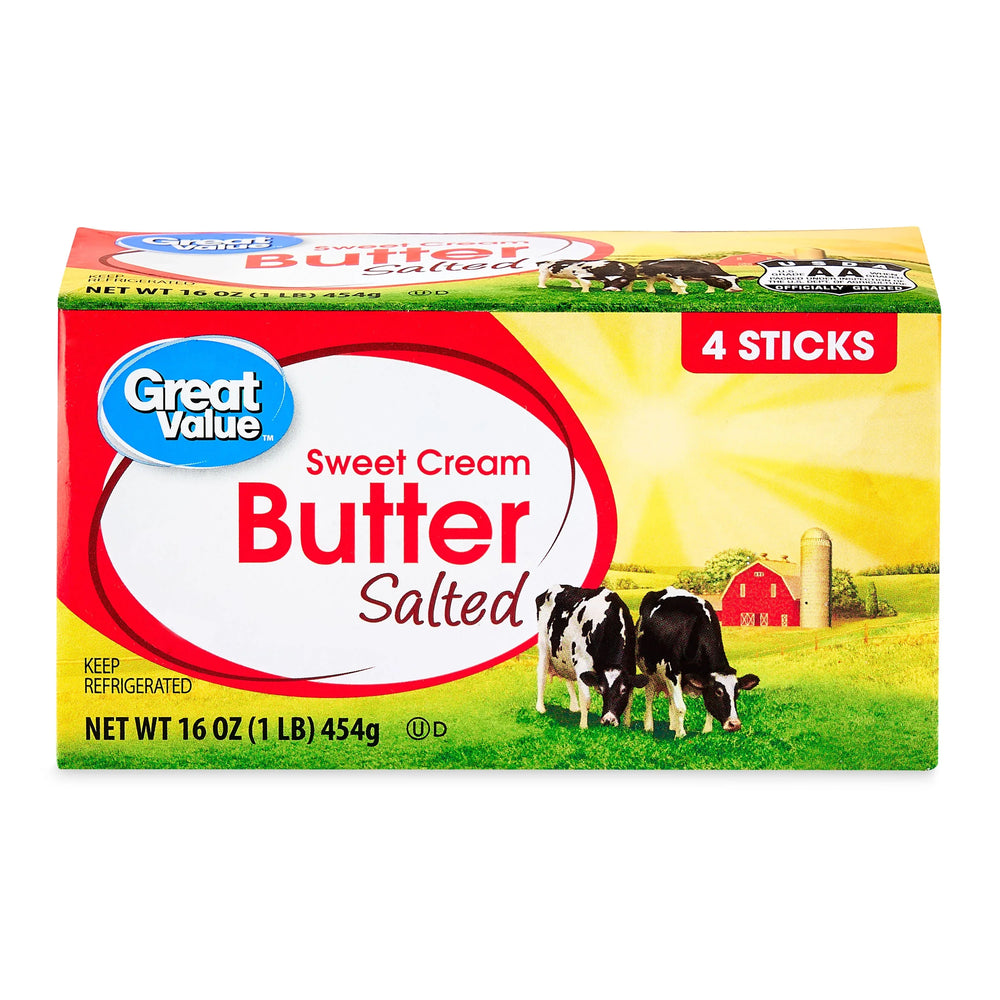 Great Value Sweet Cream Salted Butter, 16 oz, 4 Sticks - USA MEGA SHOP