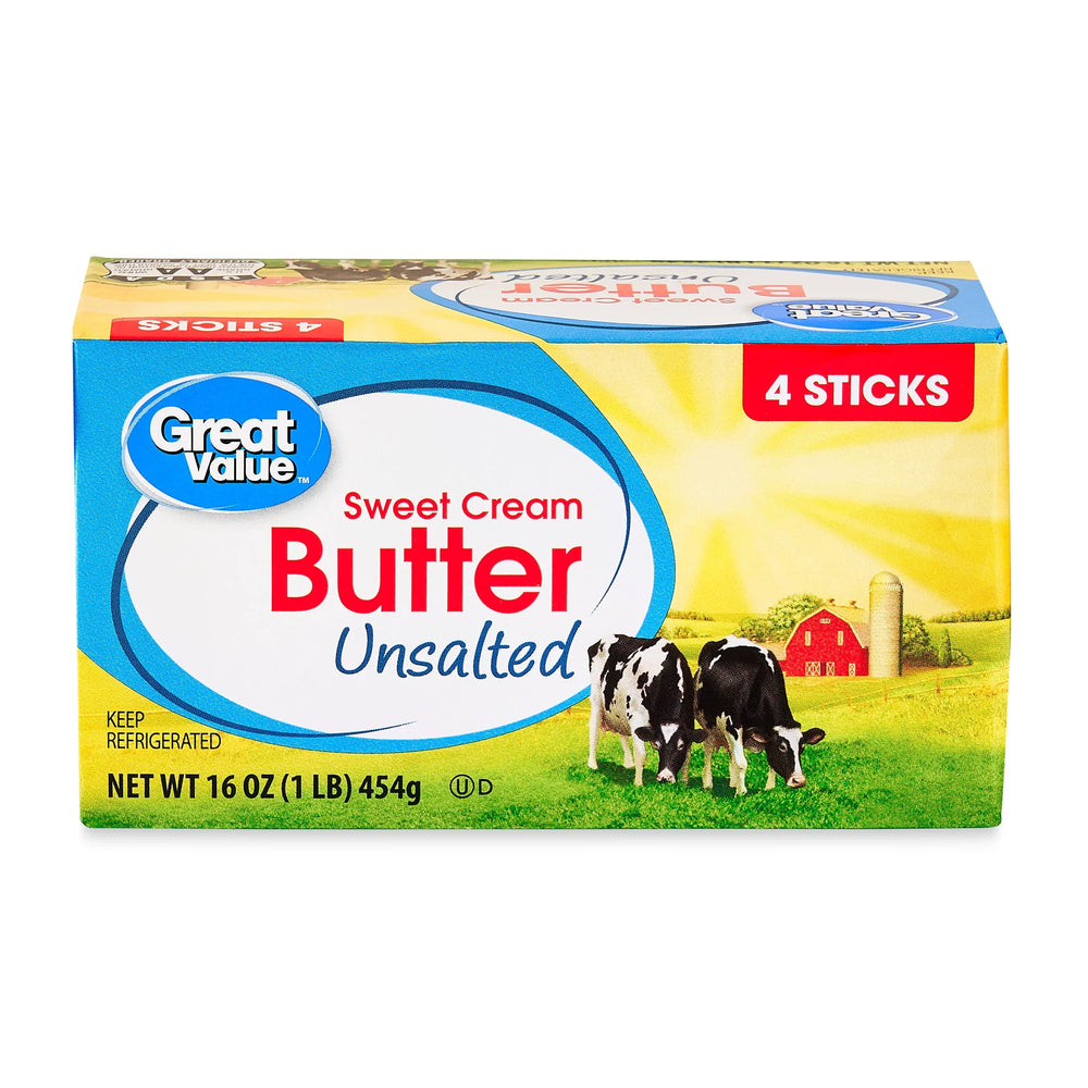Great Value Sweet Cream Unsalted Butter, 16 oz, 4 Sticks - USA MEGA SHOP