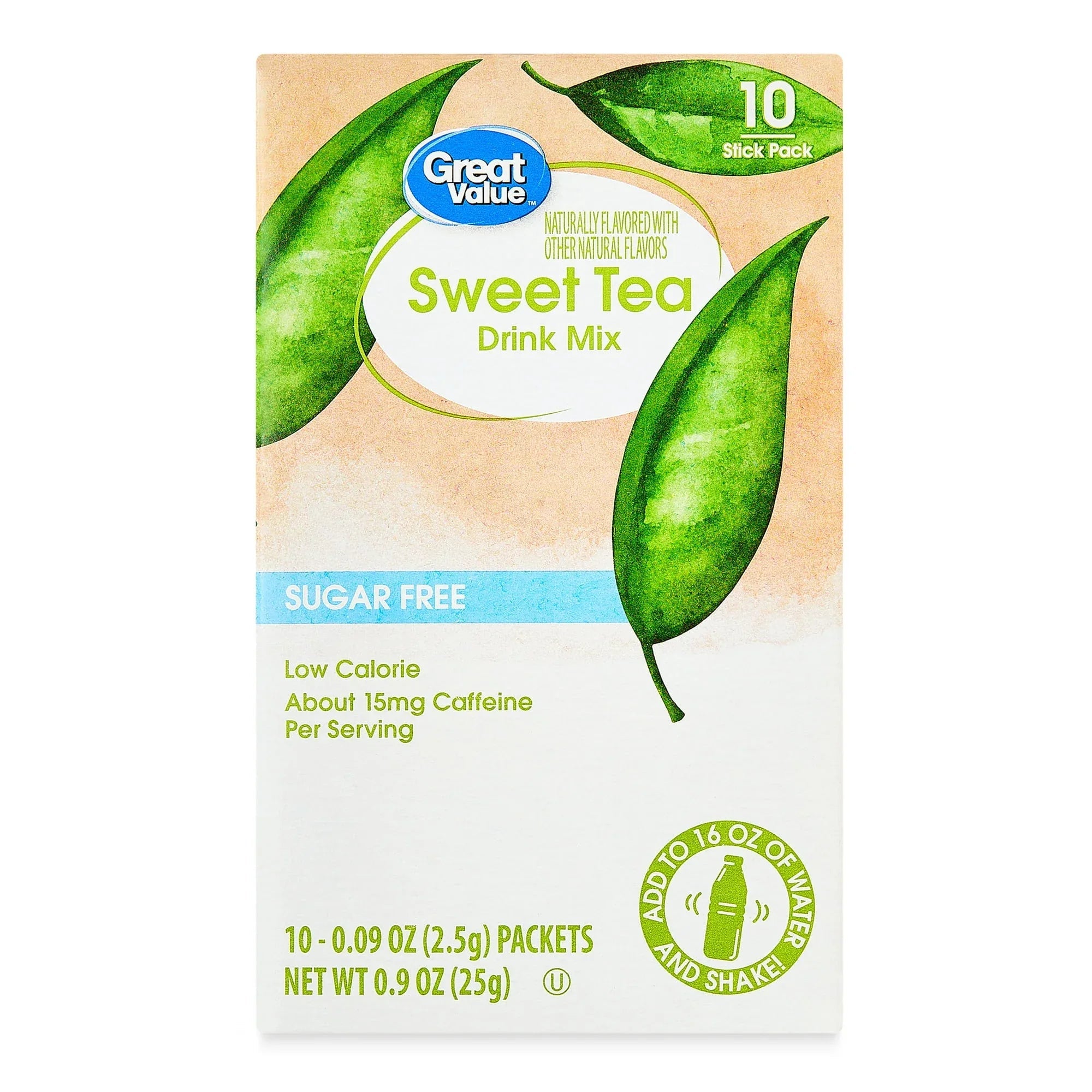 Great Value Sugar-Free Iced Tea with Peach Powdered Drink Mix, 0.07 oz, 10 Packets