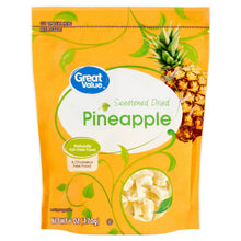 Sweetened dried pineapple pouch, 6 oz, front label