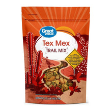 Tex Mex trail mix pouch, orange Great Value package with cactus design