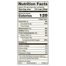 Nutrition Facts label for tropical trail mix, listing calories, fat, carbs, and sugars