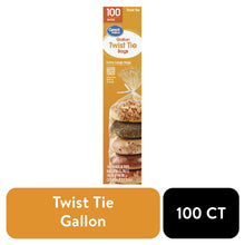 Twist tie gallon storage bags box with 100 ct label