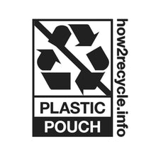 Plastic pouch recycling symbol label for the wasabi soy almonds packaging
