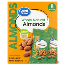 Whole natural almonds pouch, 8-count package showing whole almonds