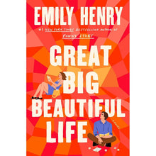 Hardcover novel cover with geometric pattern and 'Great Big Beautiful Life' text