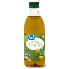 Extra virgin olive oil bottle, green cap, 17 fl oz.