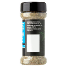 Italian seasoning bottle back label with ingredients information panel