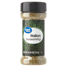 Great Value Italian seasoning bottle with black cap and front label