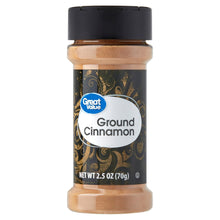 Ground cinnamon spice jar with black cap and label front