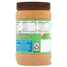 Creamy peanut butter spread jar back label with nutrition facts and serving details