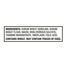 Ingredients label for dry pasta on Great Value packaging