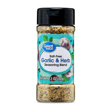Great Value salt-free garlic & herb seasoning blend bottle, 2.5 oz