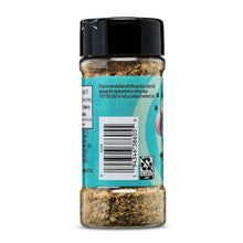 Seasoning blend bottle back label with barcode and product info