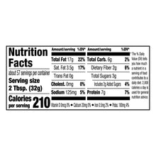 Nutrition Facts panel for creamy peanut butter, serving size 2 tbsp (32g)
