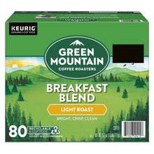 Green Mountain Coffee Roasters Breakfast Blend light roast K-Cup pod box, 80 count