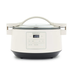 GreenPan 8 Quart Family Size Locking Lid Slow Cooker, Cream - USA MEGA SHOP