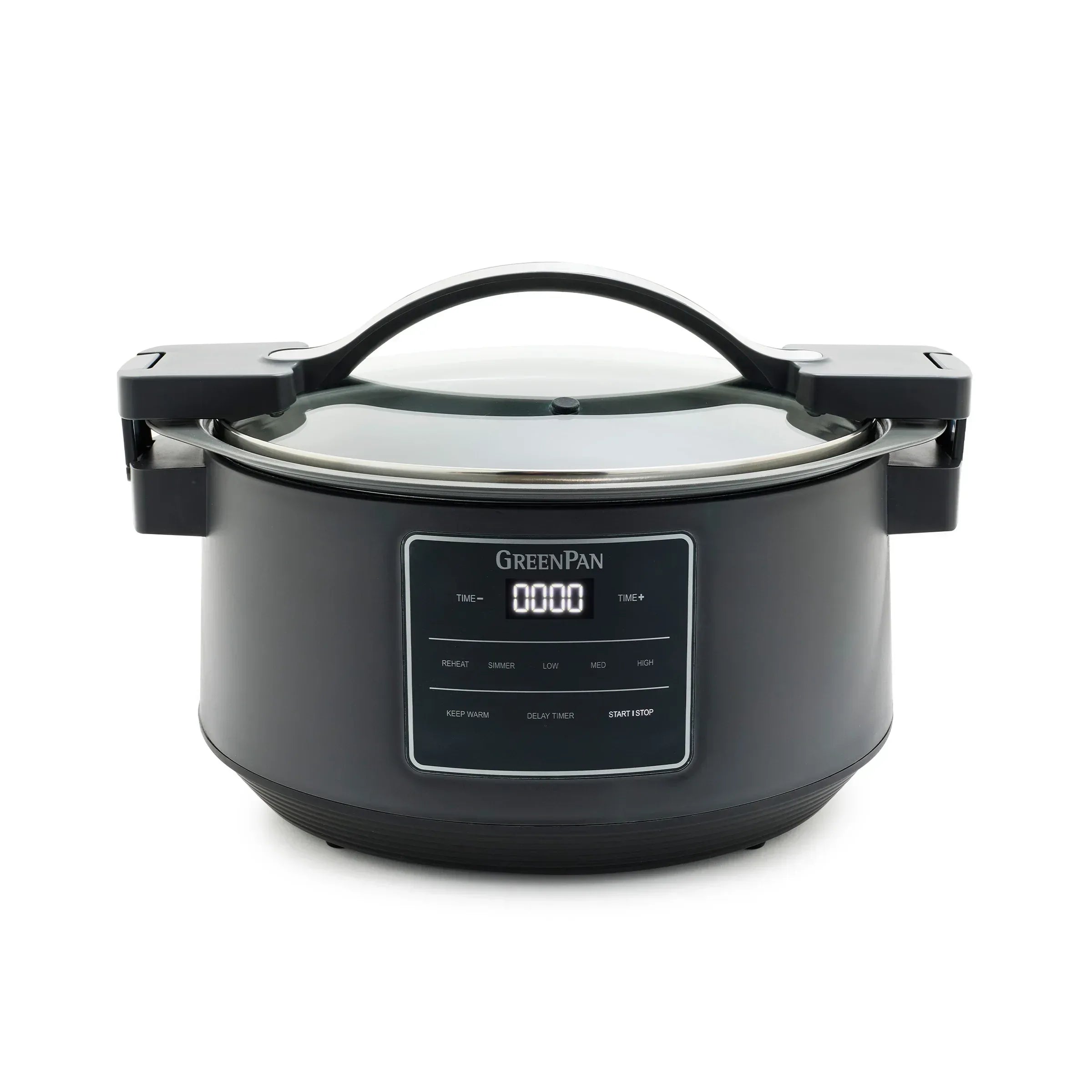 GreenPan 8 Quart Family Size Locking Lid Slow Cooker, Cream