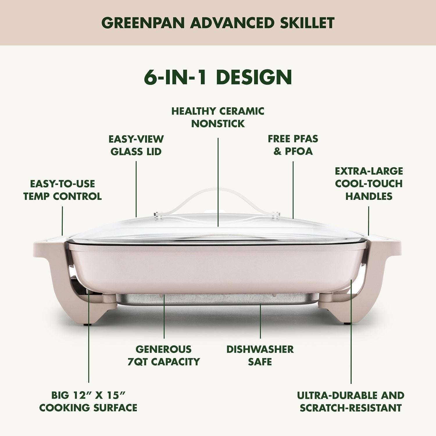 GreenPan Advanced 7-Quart Electric Ceramic Nonstick Skillet