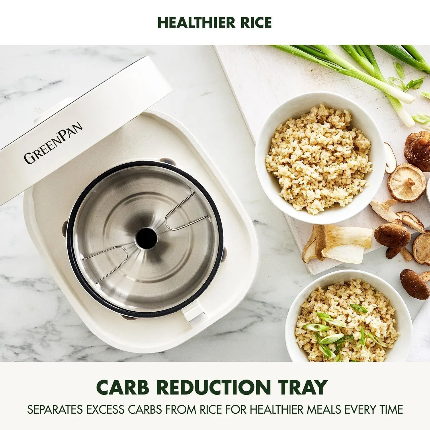 GreenPan 4-Cup Carb Reducing Electric Rice Cooker with 10 Presets