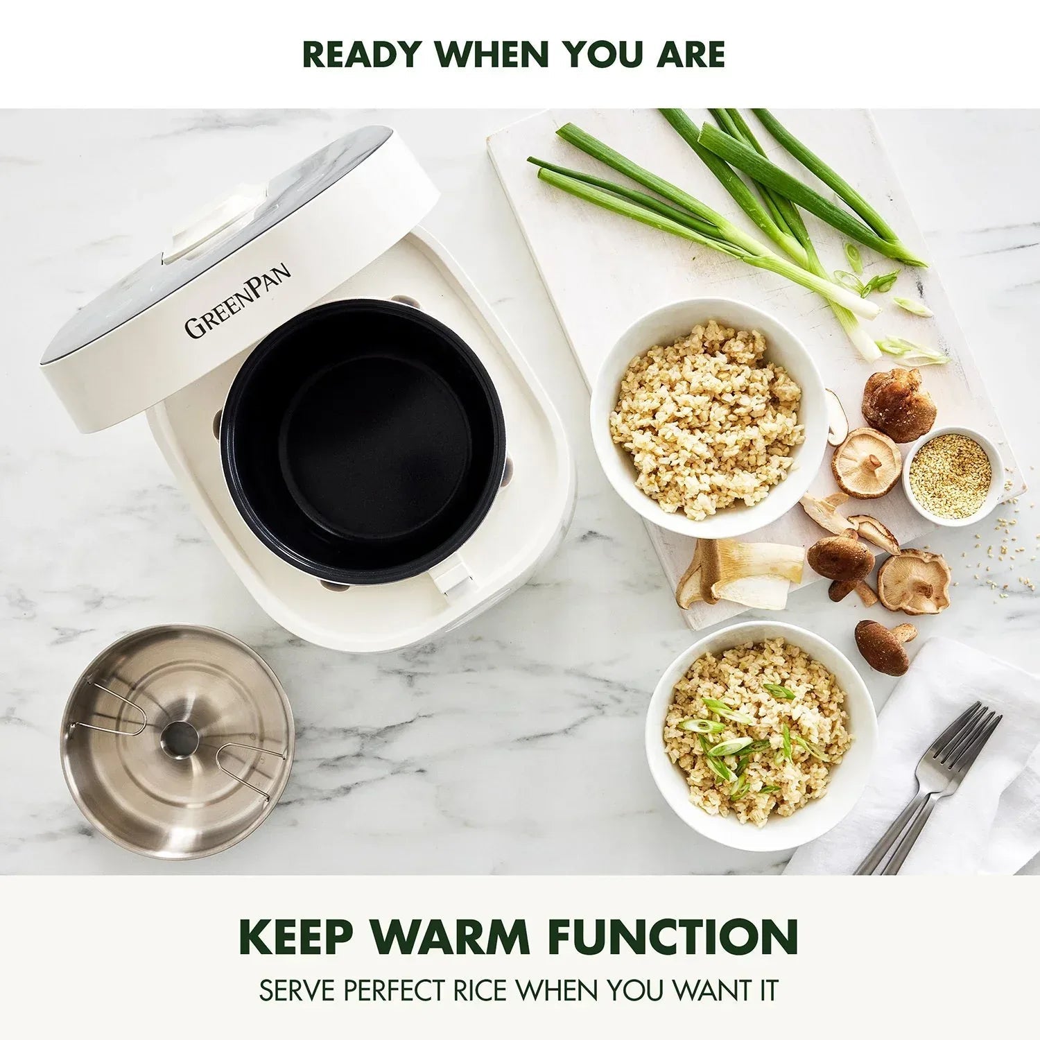 GreenPan 4-Cup Carb Reducing Electric Rice Cooker with 10 Presets