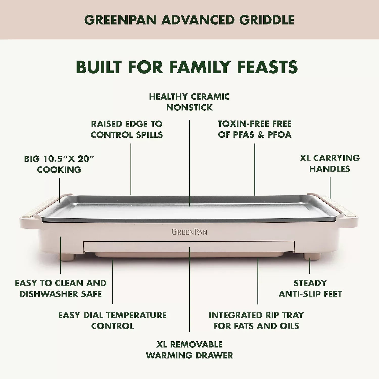 GreenPan Advanced Electric Griddle & Warming Drawer