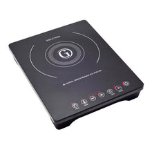 Black induction cooktop with induction symbol, touch panel, and power button