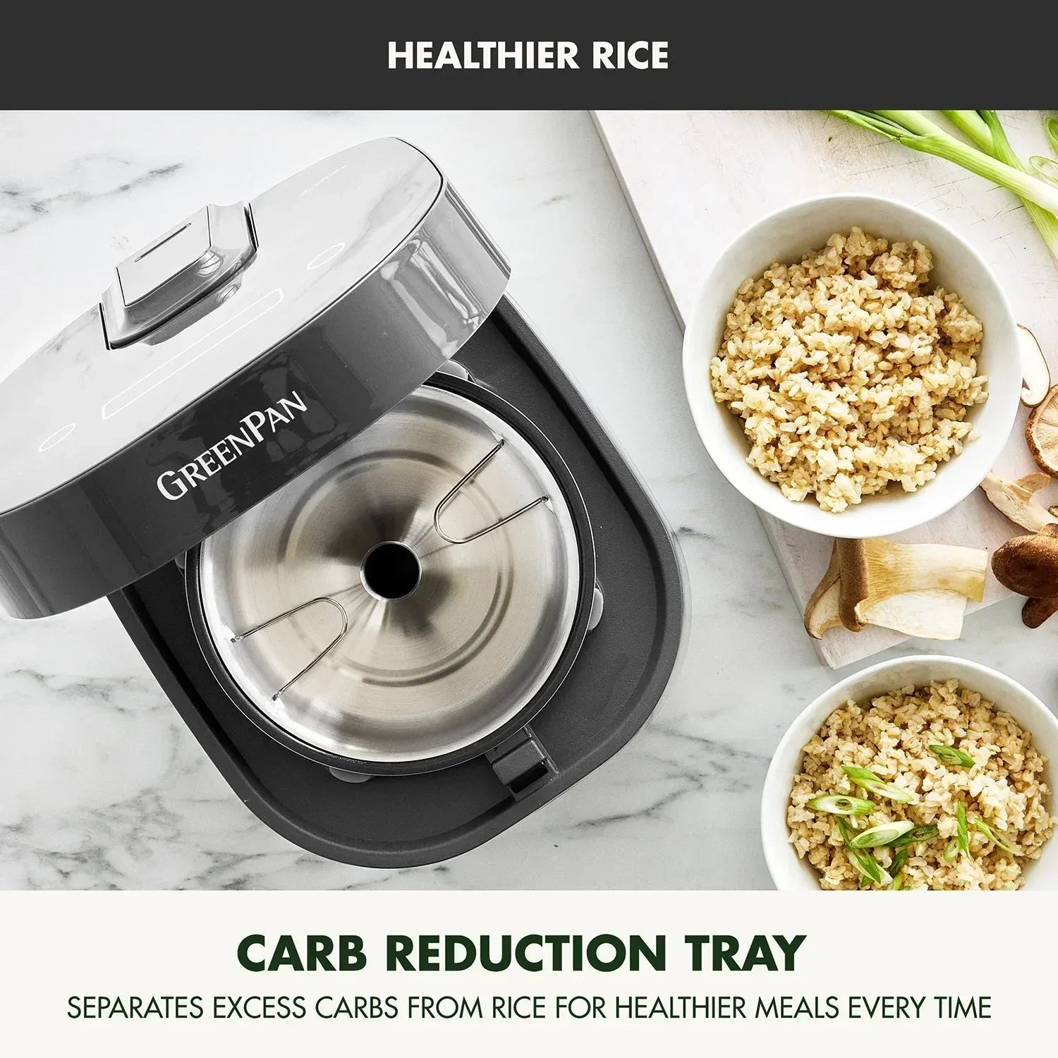 GreenPan 4-Cup Carb Reducing Electric Rice Cooker with 10 Presets
