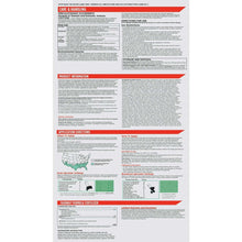 Fertilizer product label panel with application and care directions text layout