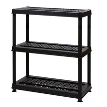 Black 5-tier utility rack with perforated shelves and four legs
