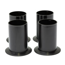 Set of black cylindrical rack feet with wide base pads