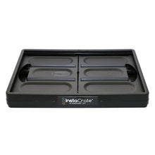 Collapsible storage bin base with snap-in organizer compartments, dark gray/black