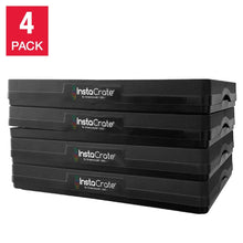 4-pack collapsible storage bins with dark stackable lids and side handles