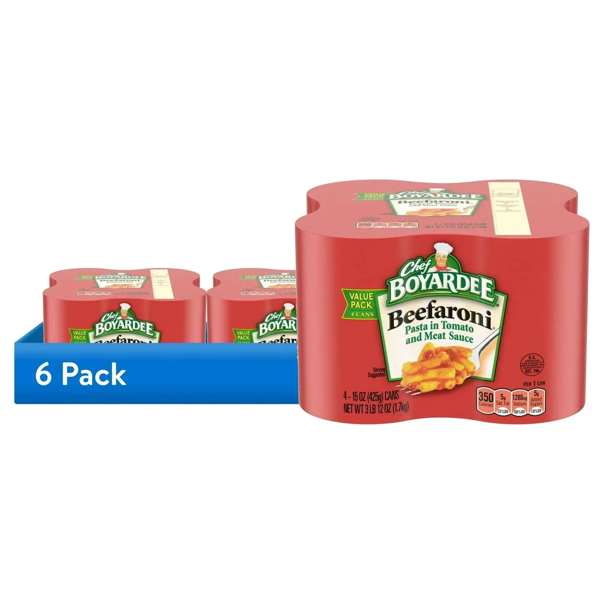 Chef Boyardee Beefaroni in Tomato and Meat Sauce, Ready-to-Eat Meal, 15 oz. Can (Pack of 4)