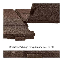 Brown paver edge with SmartLoc connector tabs and textured surface.