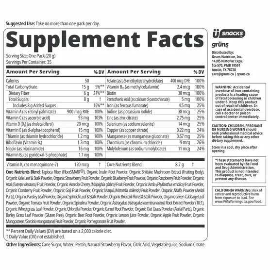 Grüns Adult Greens Gummies, 35 Daily Packs