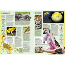 Open hardcover book spread with 'DEADLIEST' header and animal images