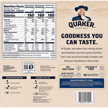 Back panel of instant oatmeal variety pack with nutrition facts, directions, and barcode