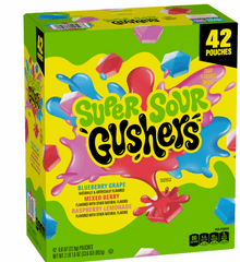 Gushers Super Sour Fruit Flavored Snacks, 0.8 oz, 42-count