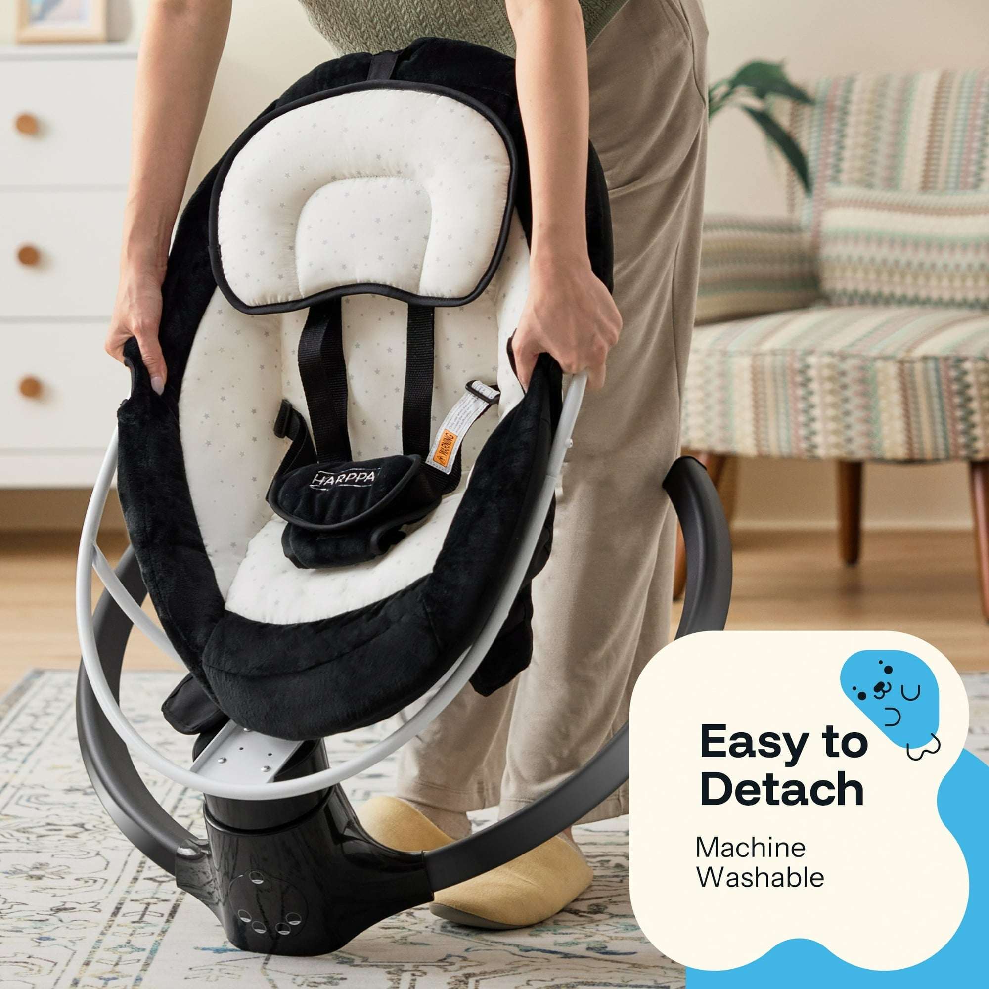 HARPPA Baby Swing for Infants with Remote Control, 5 Sway Speed, 10 Lullabies