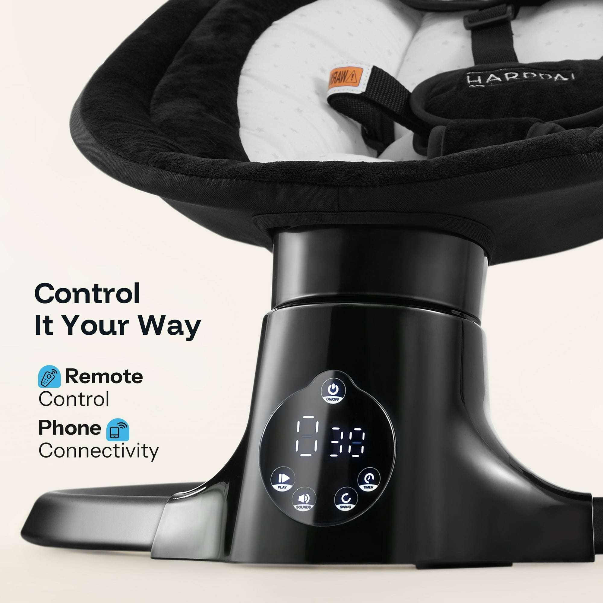 HARPPA Baby Swing for Infants with Remote Control, 5 Sway Speed, 10 Lullabies