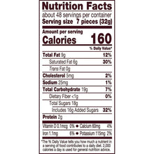 Nutrition Facts panel for HERSHEY'S KISSES milk chocolate candy, serving size 7 pieces
