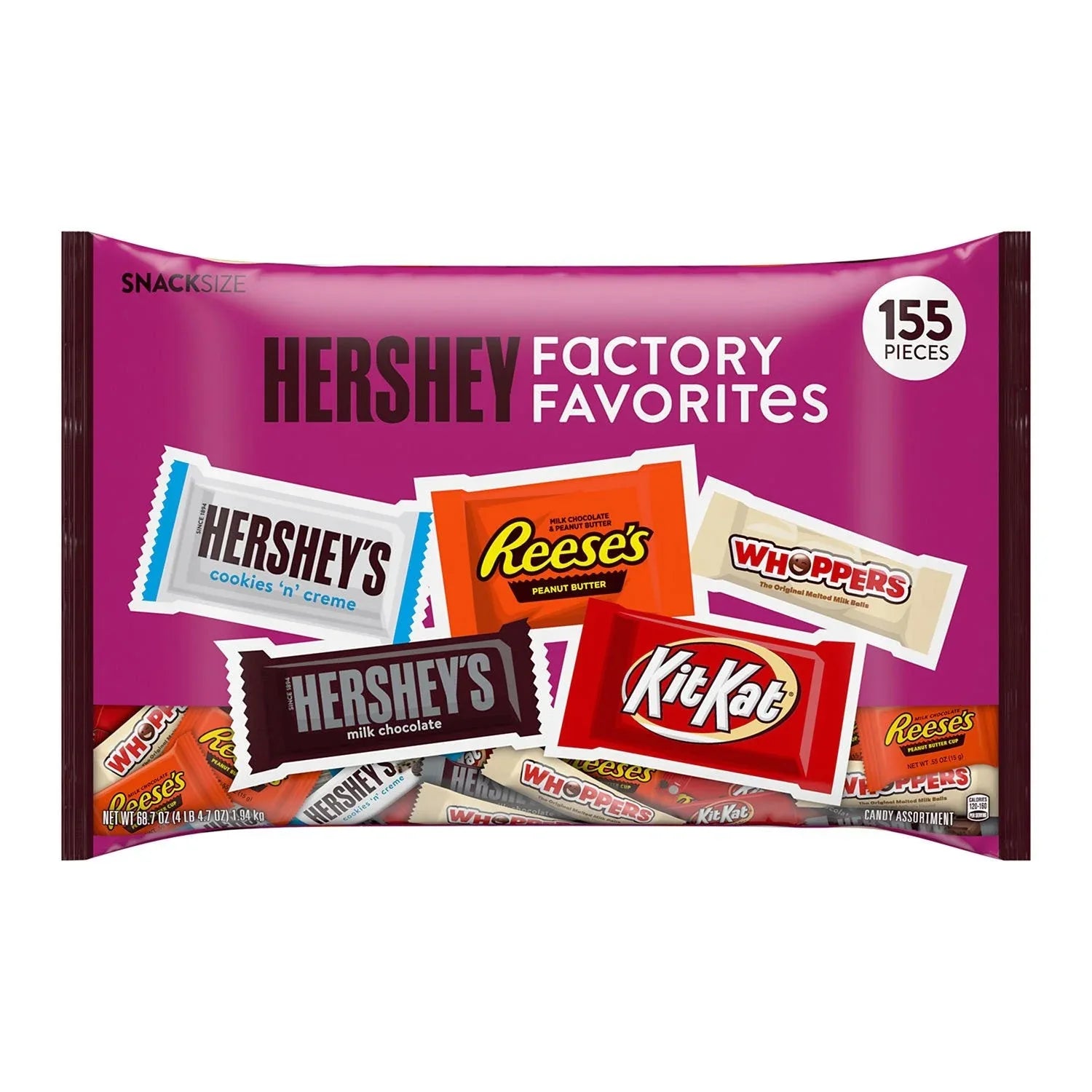 HERSHEY'S Assorted Chocolate Factory Favorites Snack Size Candy, 155 pcs. - USA MEGA SHOP