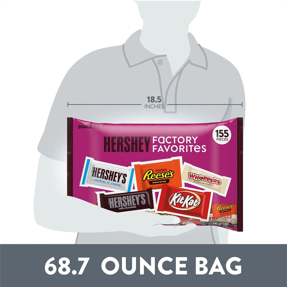 HERSHEY'S Assorted Chocolate Factory Favorites Snack Size Candy, 155 pcs. - USA MEGA SHOP
