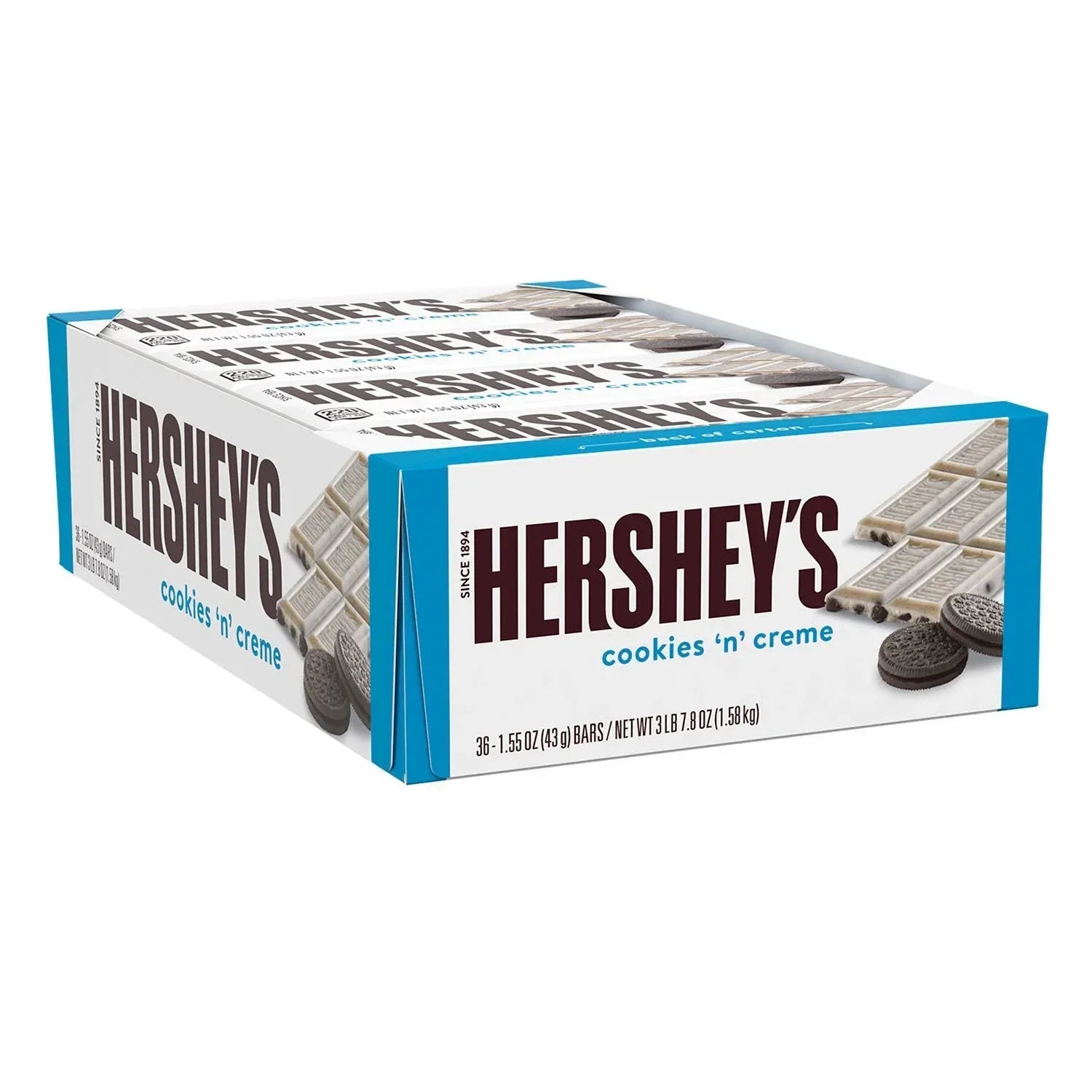 HERSHEY'S Cookies 'n' Creme Candy Bars, Full Size, 1.55 oz., 36 pk. - USA MEGA SHOP