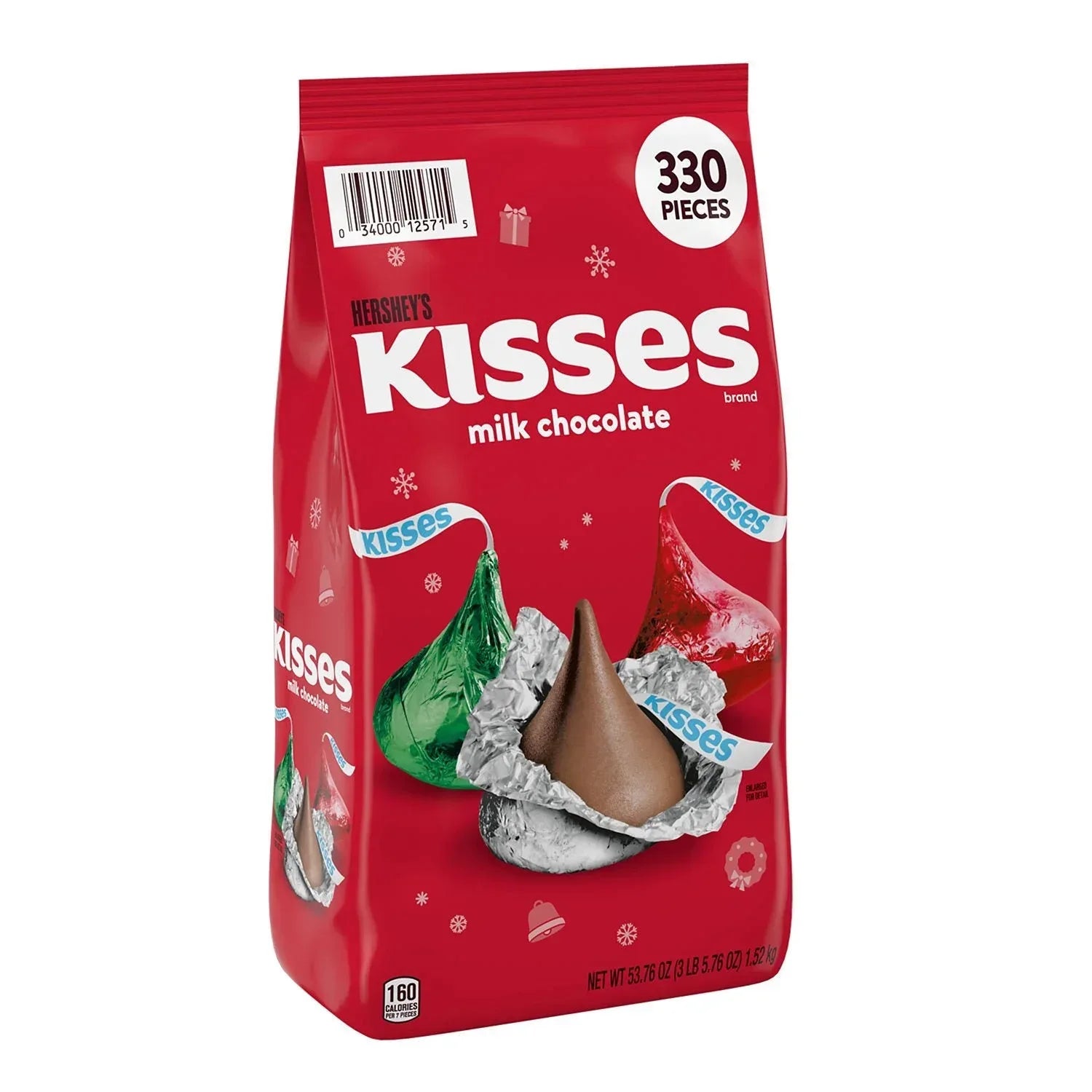 HERSHEY'S KISSES Christmas Milk Chocolate Candy, 335 pcs. - USA MEGA SHOP